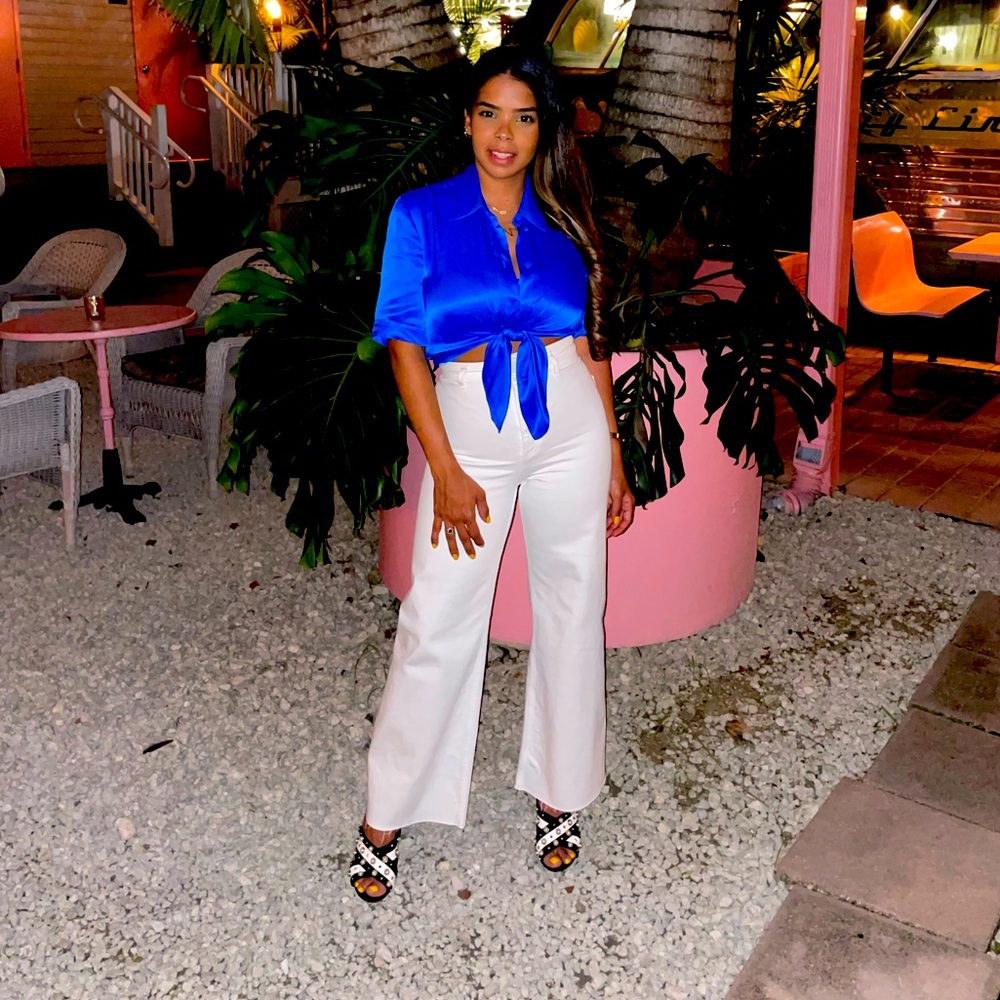 Zara white wide STRAIGHT JEANS